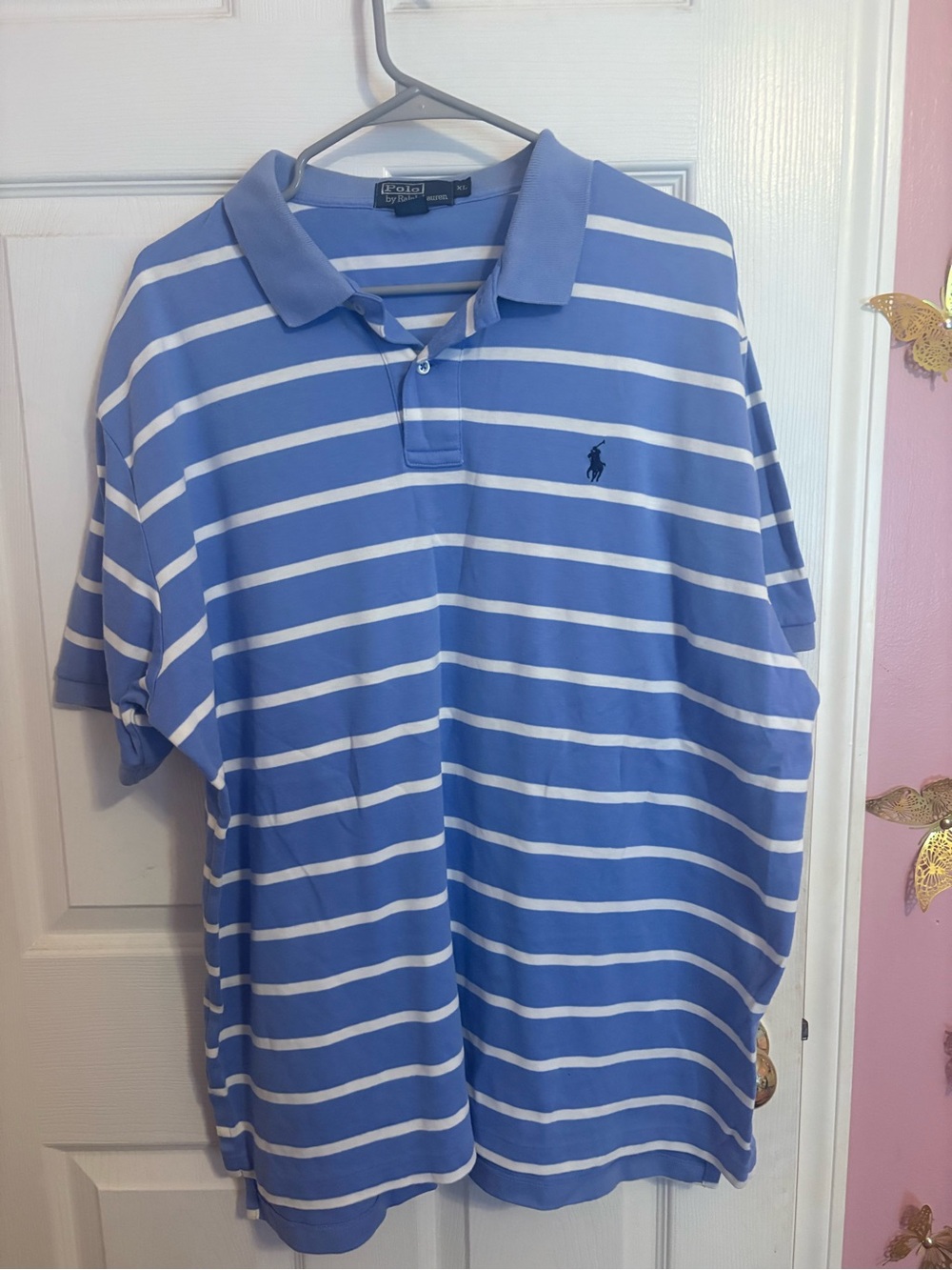 Polo by Ralph Lauren Light Blue & White Striped Men's Polo Shirt
